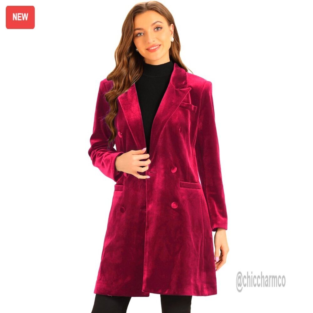 Velvet Lapel Double-Breasted Winter Coat Regular Fit Size XS